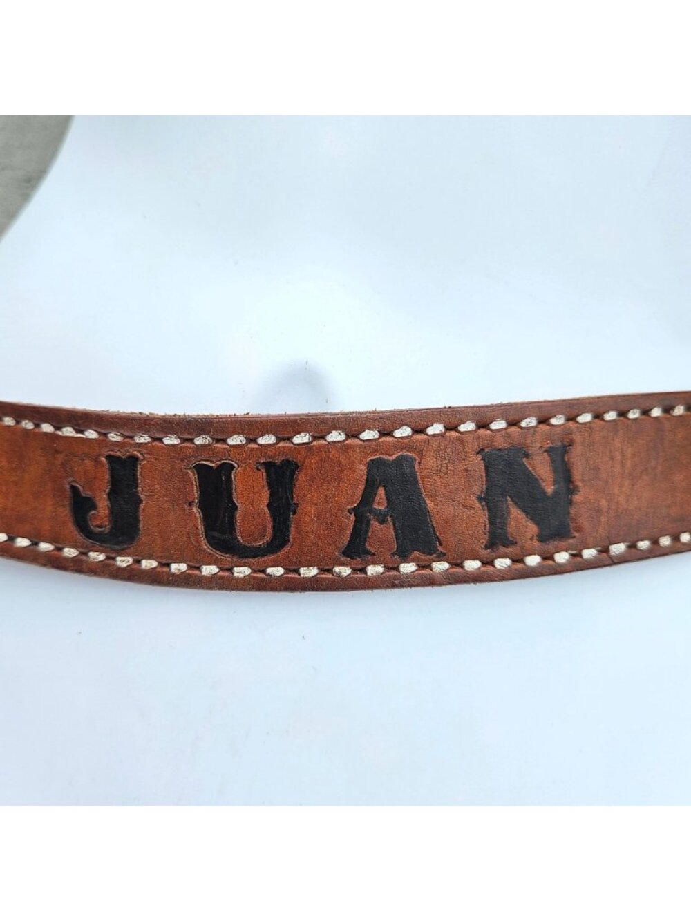 Vintage Mexican Hand Tooled Leather Belt JUAN Hecho en Mexico Western S/30 - Picture 9 of 16